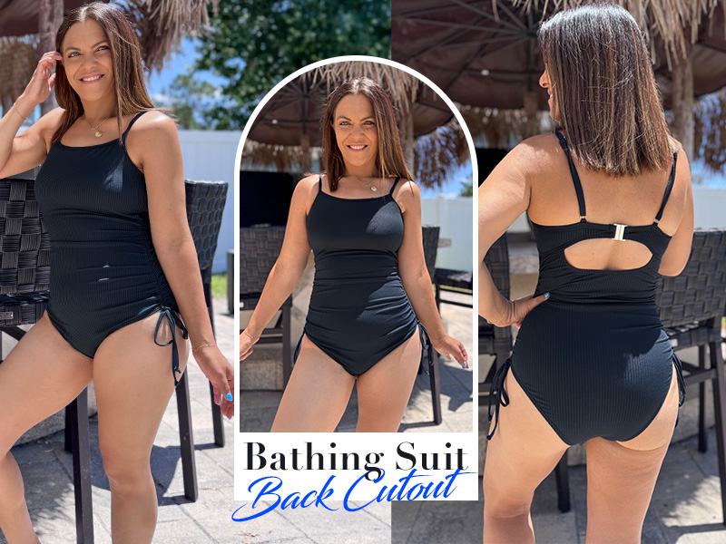 SOCIALA Ribbed One Piece Swimsuit Women Tie Side High Cut Bathing